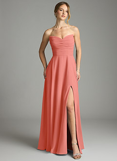 Azazie Ayla Abiti da Damigella Abito A-Line in Chiffon Scollo a Cuore Salmone Rosa image6