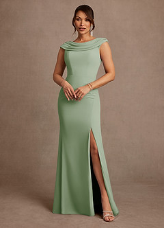 Azazie Irvine Mère de la mariée Robes Robe Trapèze en Mousseline de soie Plissée Vert Sauge image2