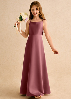 Azazie Joella Girls Formal Flower Girl Klänningar Klä A-Line i Matt satäng Plisserad image3