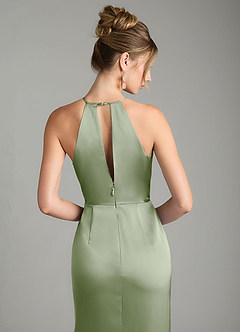 Azazie Aidyn Robes de demoiselle d'honneur Robe Fourreau en Satin extensible Plissée Vert Sauge image6