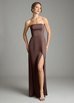 Azazie Wren Bridesmaid Dresses Ganache A-Line Strapless Stretch Satin Convertible Dress image2