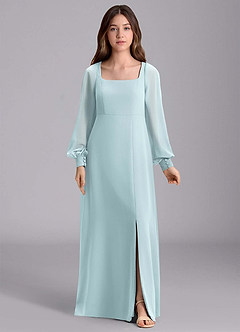 Azazie Bondi Junior Robe Trapèze en Mousseline de soie Blouson Brume image7