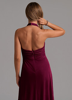Azazie Tessie Bridesmaid Dresses Cabernet A-Line Pleated Velvet Dress image8