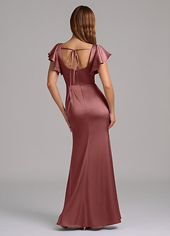 Azazie Elkie 신부 들러리 드레스 인어 스퀘어 네크라인 스트레치 새틴 바닥 길이 드레스 image2