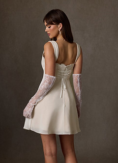 Azazie Scarlette Wedding Dresses Diamond White Champagne A-Line Sweetheart lace Chiffon Dress image2