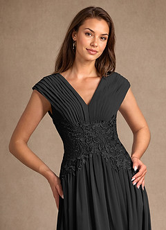Azazie Hudson vestidos de madre de la novia Vestido de Negro de Encaje de Corte En A image7