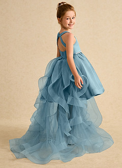 Azazie Julietta Flower Girl Dresses Moody Blue Ball-Gown Convertible Tulle Dress image6