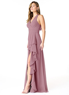 Azazie Aviv Bridesmaid Dresses Vintage Mauve A-Line Pleated Chiffon Dress image3