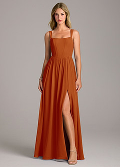 Azazie Rosaline Vestidos de damas de honor Vestido de Pimenton de Gasa de Corte en A con Corte Lateral image4