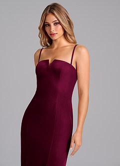 Azazie Yinnie Bridesmaid Dresses Cabernet Mermaid Strapless Velvet Convertible Dress image2