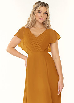 Azazie Rylee Bridesmaid Dresses Butterscotch A-Line Pleated Chiffon Dress image5