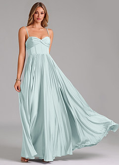 Azazie Akiko Bridesmaid Dresses Mist A-Line Sweetheart Neckline Stretch Satin Dress image5