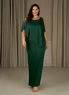 Azazie Aspyn Abiti per la Madre della Sposa Abito Tubino in Maglia Perline Verde Scuro image9