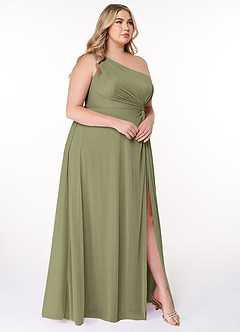 Azazie Brooke Brautjungfernkleider A-Linie One-Shoulder Gittergewebe Kleid Pistazie image9