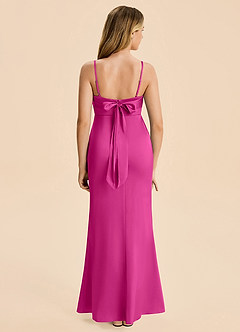 Azazie Mia Junior Robe Sirène en Satin extensible Plissé Fuchsia image2
