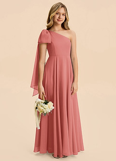 Azazie Averie Junior Antique Rose A-Line Pleated Chiffon Dress image6