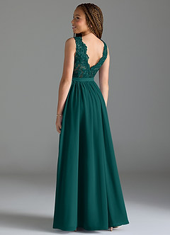 Azazie Elly Junior Peacock A-Line Lace Chiffon Dress image5
