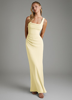 Azazie Asa Bridesmaid Dresses Lemon Sorbet Sheath Corset Chiffon Dress image6