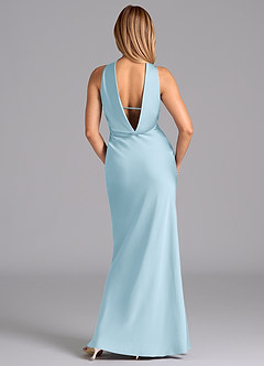 Azazie Lusinda Bridesmaid Dresses Sky Blue Mermaid Strapless Stretch Satin Dress image7