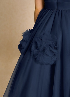 Azazie Vola Flower Girl Dresses Dark Navy Ball-Gown Sleeveless Tulle Dress image6