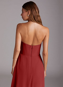 Azazie Wren Bridesmaid Dresses Rust A-Line Side Slit Chiffon Convertible Dress image7