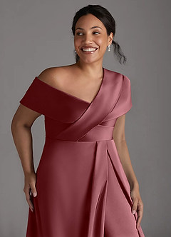 Azazie Milton Abiti per la Madre della Sposa Abito A-Line in Raso Elasticizzato Plissettato Rosa Del Deserto image5