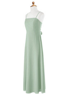 Azazie Cosette Junior Agave A-Line Bow Chiffon Dress image6