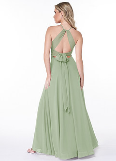 Azazie Evalleen Bridesmaid Dresses Dusty Sage A-Line Pleated Chiffon Dress image4