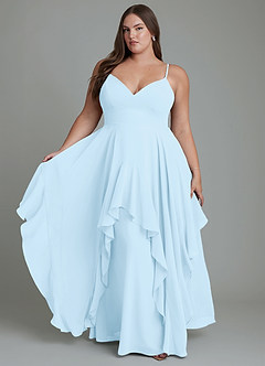 Azazie Zaina Bridesmaid Dresses Sky Blue A-Line Chiffon Dress image7