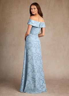 Azazie Medford Mother of the Bride Dresses Sky Blue A-Line Off the Shoulder Floral Burnout Dress image3