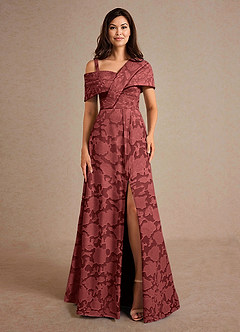 Azazie Milton Mother of the Bride Dresses Terracotta A-Line Pleated Floral Burnout Dress image6