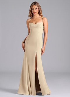 Azazie Wynni Abiti da Damigella Abito Sirena in Chiffon Corsetto Champagne image1