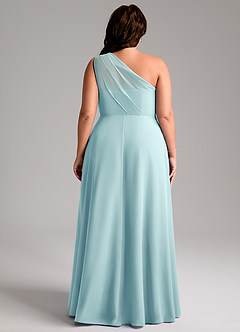 Azazie Phaedra Bridesmaid Dresses Sea Glass A-Line One Shoulder Chiffon Dress image8