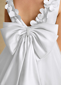 Azazie Lilli Abiti da Ragazza di Fiori Abito A-Line in Tulle Fiocco Bianco Bianco image6