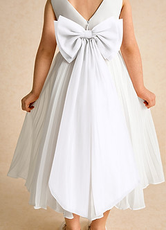 Azazie Margot Flower Girl Dresses Ivory White A-Line Pleated Chiffon Dress image8