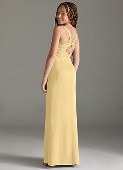 Azazie Mero Junior Butter Mermaid Pleated Stretch Satin Dress image2