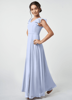 Azazie Claudine Junior Ice A-Line Pleated Chiffon Dress image3