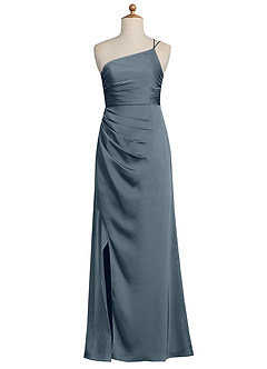 Azazie Eren Junior Twilight Sheath Pleated Stretch Satin Dress image8