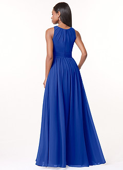 Azazie Harper Bridesmaid Dresses Royal Blue A-Line Pleated Chiffon Dress image2