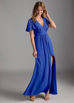 Azazie Zaniah Bridesmaid Dresses Royal Blue A-Line Chiffon Dress image6