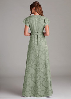 Azazie Ling Bridesmaid Dresses Agave A-Line Pleated Floral Burnout Dress image6