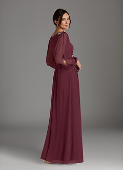 Azazie Gypsy Mother of the Bride Dresses Cabernet A-Line V-Neck Sequins Chiffon Dress image2