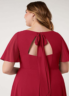Azazie Kimber Bridesmaid Dresses Scarlet A-Line Flounce Sleeve Chiffon Dress image14