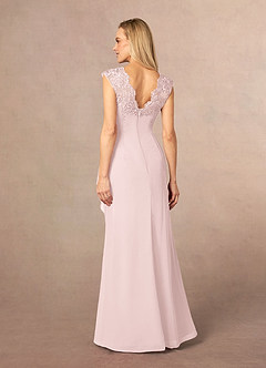 Azazie Gladys Mother of the Bride Dresses Blushing Pink A-Line Queen Anne Lace Chiffon Dress image4