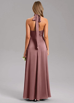 Azazie Tracie Bridesmaid Dresses Vintage Mauve A-Line Side Slit Stretch Satin Dress image2