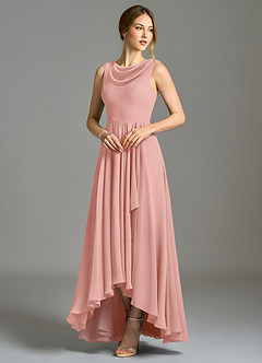 Azazie Wonderland Bridesmaid Dresses Rosette A-Line Pleated Chiffon Dress image3