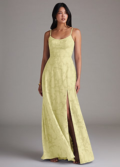 Azazie Moira Brautjungfernkleider A-Linie Seitliche Cut-Outs Blumen-Burnout Kleid Zitronensorbet image4