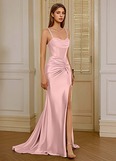 Verdellia Pink Asymmetrical Rhinestone Straps Prom Dress image3
