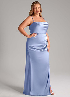 Azazie Leonis Vestidos de damas de honor Vestido de Hielo de Satén Elástico de Corte Sirena Convertible con Plisado image13