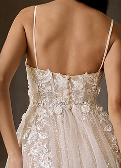 Azazie Seradine Wedding Dresses Diamond White Nude A-Line Off the Shoulder Beading Dress image6